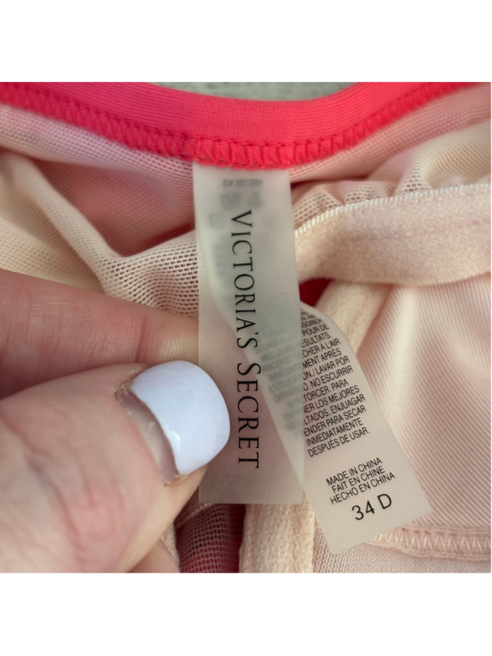 EUC Victorias Secret Bright Coral Twiat Front Strappy Tankini Top Padded Cups34D - Picture 8 of 9
